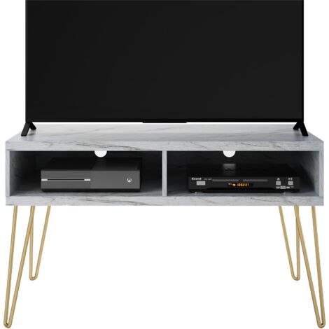 Athena Meuble TV avec 2 compartiments en marbre blanc (1/5)