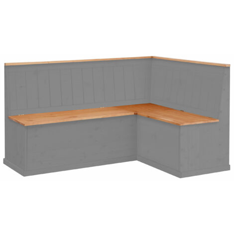 Banc d'angle en pin massif gris – Longueur 180cm – Style campagnard – Espace de rangement sous l'assise