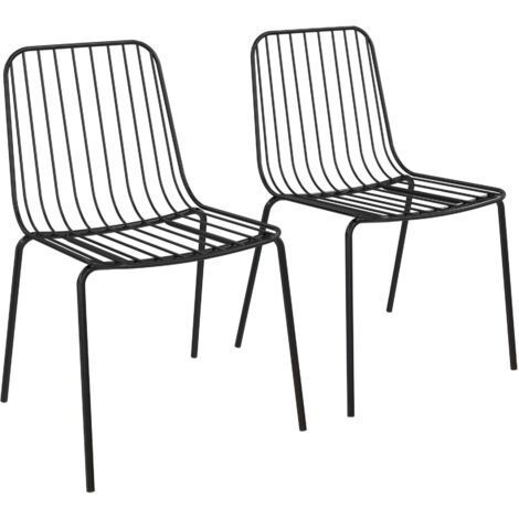 Caden-Paquet de 2 chaises de salle à manger en fil de fer en noir (1/5)