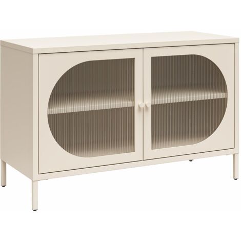 Luna Vitrine avec 2 portes vitrées en métal crème (1/5)