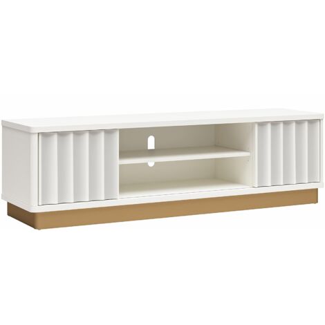 Rene Meuble TV avec 2 portes coulissantes blanc (1/5)