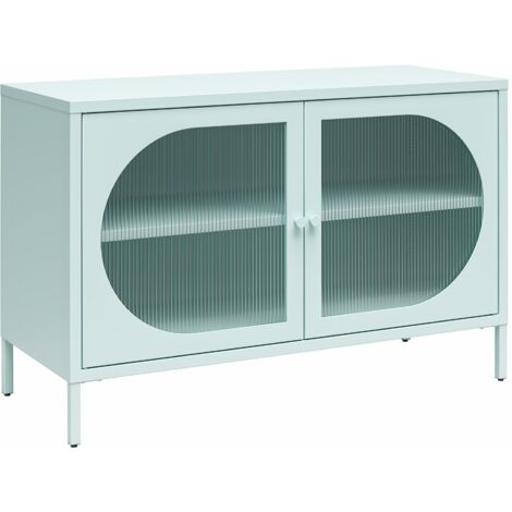 Luna Vitrine avec 2 portes vitrées en métal bleu clair (1/5)