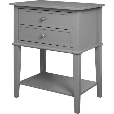 Franklin Table d’appoint avec 2 tiroirs en mélaminé gris (1/5)