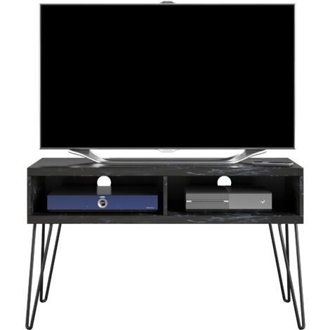 Athena Meuble TV avec 2 compartiments en effet marbre noir (1/5)