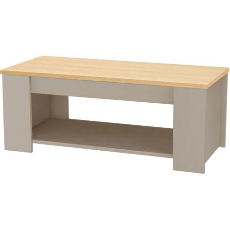 Emerald Table basse avec 1 étagère en effet chêne crème (1/4)