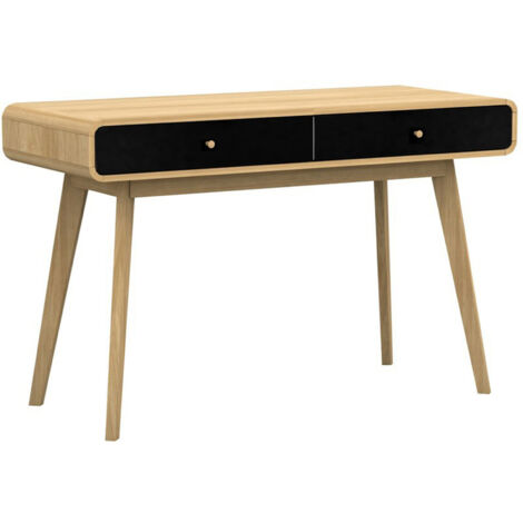Cassie Bureau avec 2 tiroirs en mélaminé chêne noir (1/5)