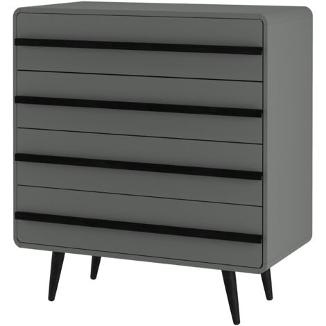 Chantal Commode avec 4 tiroirs en gris/noir (1/5)