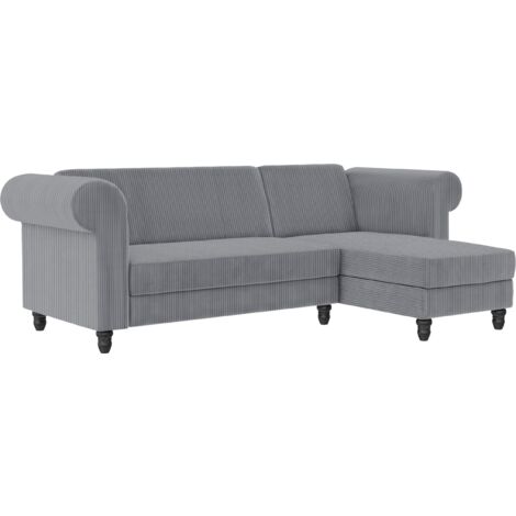 Felix II Canapé-lit 3 places avec chaise longue en tissu gris (1/5)