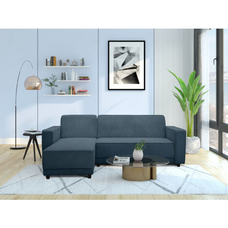 Allie Canapé-lit 3 places avec chaise longue en tissu bleu (1/5)