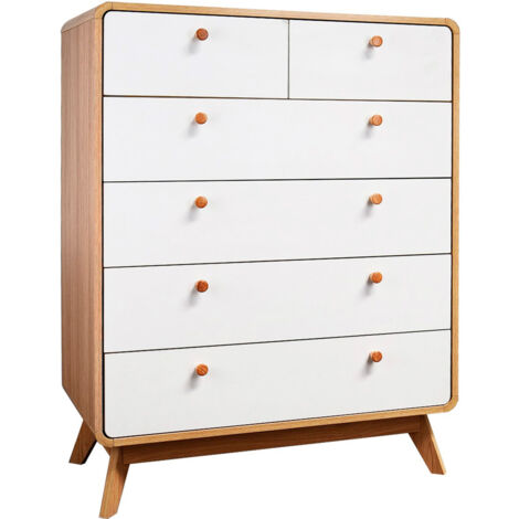 Cassie Commode avec 4+2 tiroirs en effet chêne blanc (1/4)