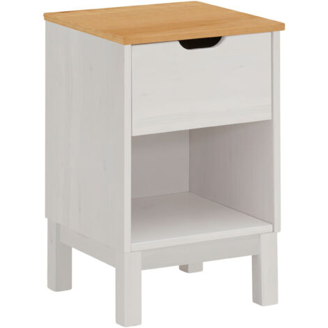 Post Table de chevet avec 1 tiroir blanc (1/5)