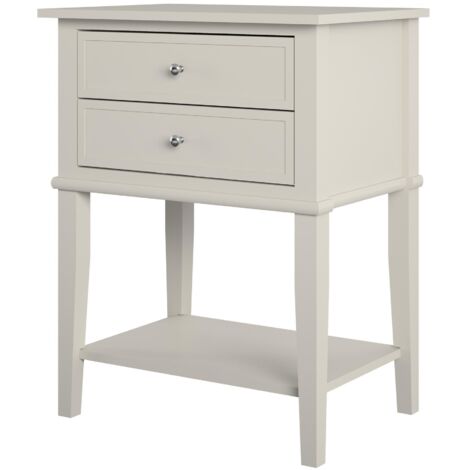 FranklinTable d'appoint avec 2 tiroirs en mélaminé beige (1/5)