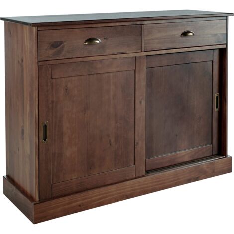 HarryBuffet avec 2 portes et 2 tiroirs en pin laqué marron (1/5)