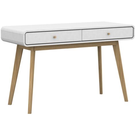 CassieBureau avec 2 tiroirs en mélaminé blanc (1/5)