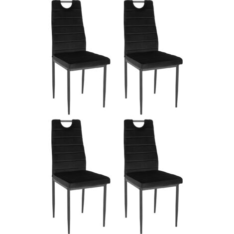 MandyLot de 4 chaises de salle à manger en velours noir (1/5)