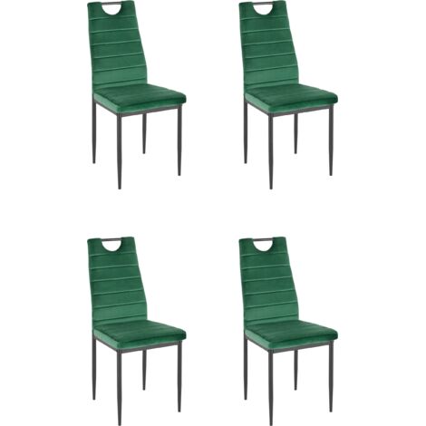 MandyEnsemble de 4 chaises de salle à manger en velours vert foncé (1/5)