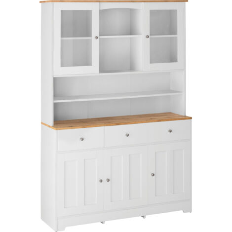Buffet 3+3 portes en chêne blanc – Style maison de campagne moderne – Rangement généreux avec tiroirs – Facile d'entretien (1/5)