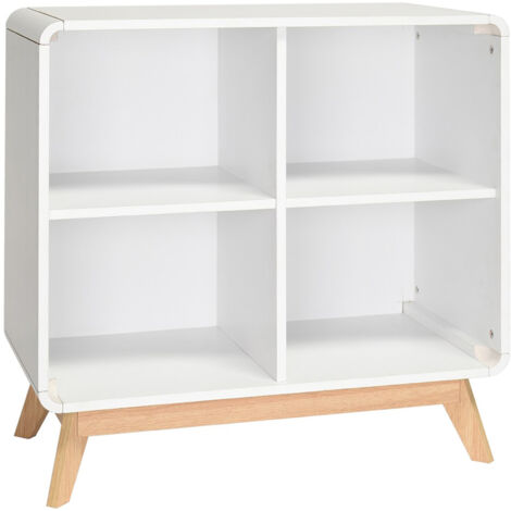 CassieBibliothèque à 4 étagères en effet bois blanc (1/3)