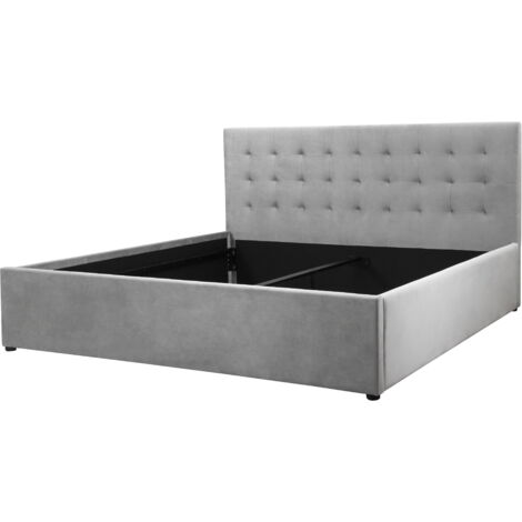 HamarLit en velours gris clair 180x200 (1/5)