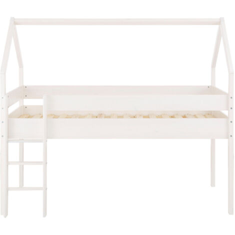 Alpi2Lit cabane surelevé enfant 90x200 cm en pin blanc (1/5)