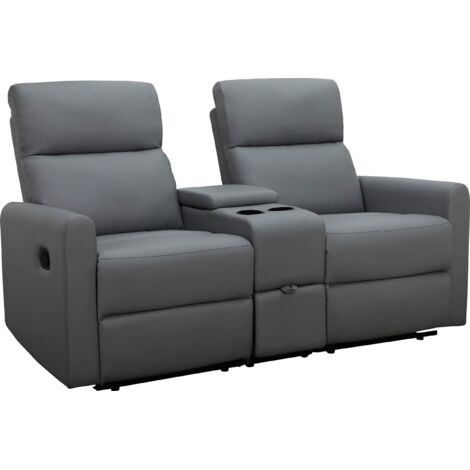 DacoulasFauteuil de relaxation double en PU anthracite