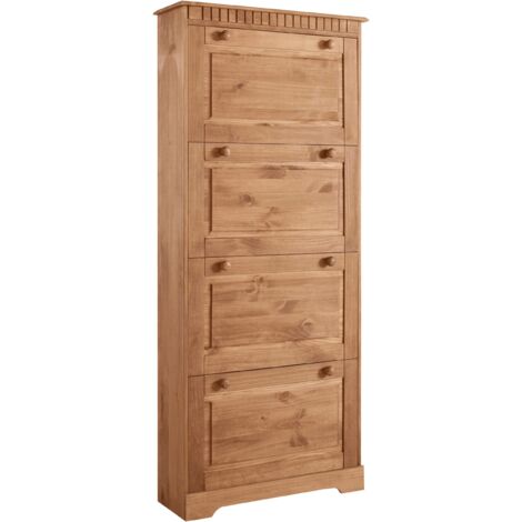 LisaCoffre à chaussures avec 4 portes battantes en pin naturel (1/5)