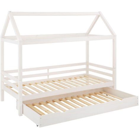Alpi2Lit de jour avec baldaquin en bois blanc 90x200 (1/5)