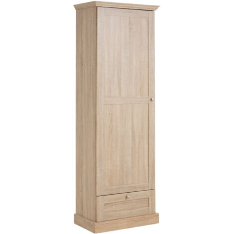 Armoire 1 porte campagnard moderne – Format étroit et haut – Espace de rangement optimisé pour vêtements – Structure esthétique et tactile (1/4)