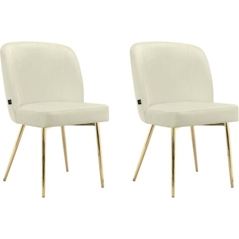 NaganoLot de 2 chaises de salle à manger en tissu crème (1/5)