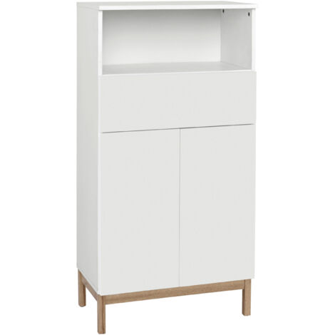 MirzaArmoire avec 2 portes et 1 tiroir en panneau de particules blanc (1/5)
