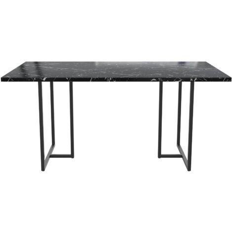 Astor-Table de salle à manger 160x90 cm 8 places en marbre aspect noir (1/5)