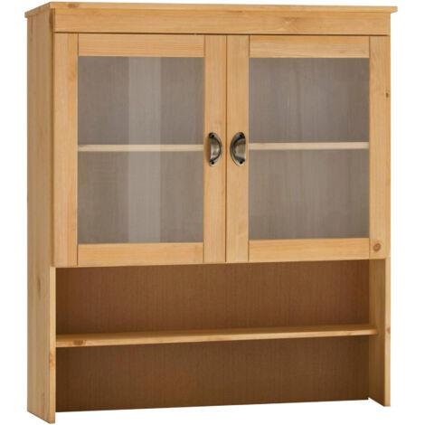 Oslo-Armoire avec 2 portes vitrées en bois massif ciré