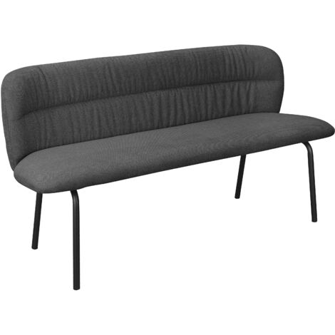 Banc de salle à manger en tissu gris – Pieds en métal noir – Largeur 160 cm – Hauteur 78 cm – Profondeur 55 cm – Confort optimal
