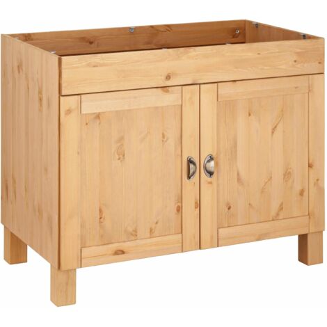 Oslo-Armoire évier 100 cm avec 2 portes en pin teinté