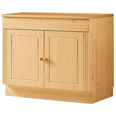 Anita-Armoire évier avec 2 portes en pin teinté blanc