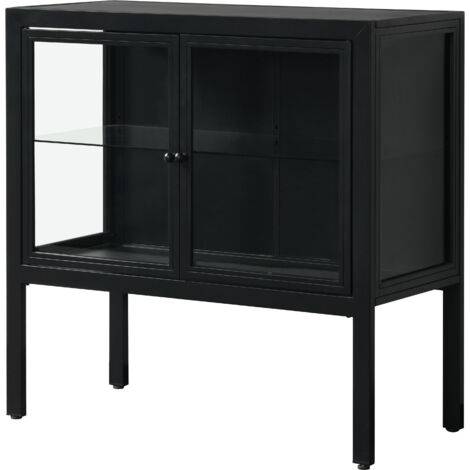 AdrianniArmoire avec 2 portes vitrées en métal noir (1/5)
