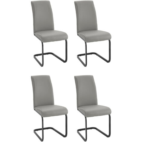 HermineFauteuil de salle à manger en PU gris 4 Pack (1/4)