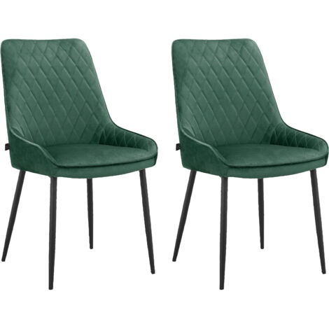 Maya-Lot de 2 chaises de salle à manger vert foncé (1/5)
