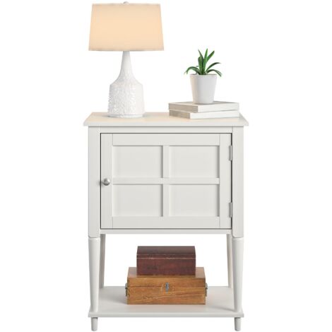 Fairmont-Table d’appoint avec 1 porte en MDF blanc cassé (1/5)