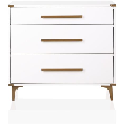 Karissa-Commode avec 3 tiroirs en MDF blanc (1/5)
