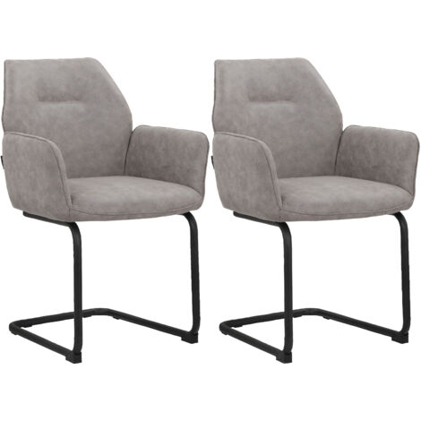 Capri-Lot de 2 chaises de salle à manger gris clair (1/5)