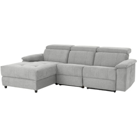 Tanaro-Chaise longue Canapé 3 places gauche avec fonction électrique en tissu gris