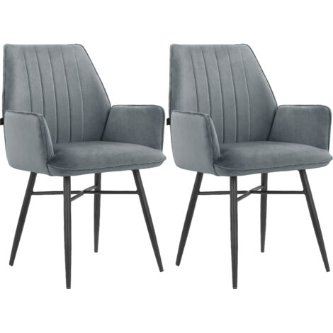 Anzo-Lot de 2 chaises de salle à manger en gris velours (1/5)