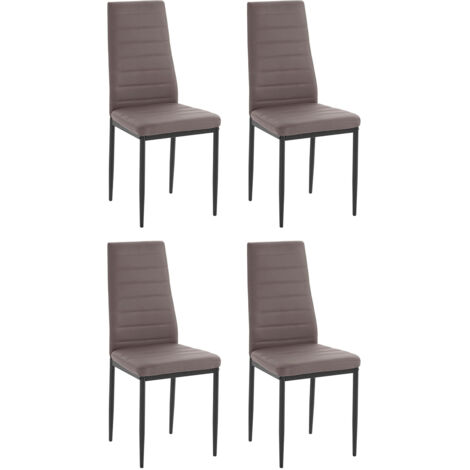 Sandy-Ensemble de 4 chaises de salle à manger rembourrées en cappuccino en PU (1/5)