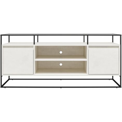 CamleyBureau d'ordinateur en verre transparent et cadre en métal noir (1/5)
