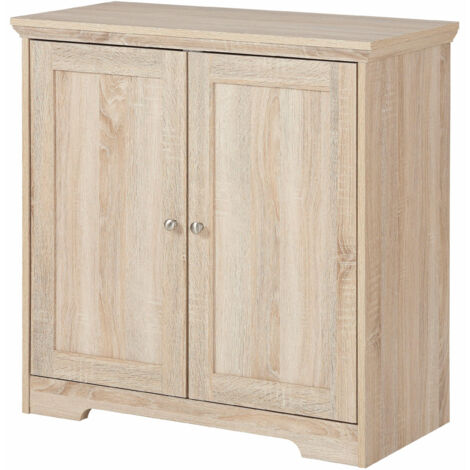 Buffet en bois massif 2 portes vitrées – 3 tiroirs – Style maison de campagne moderne – Inserts à gaz pour portes
