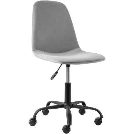 Milano-Chaise de bureau en velours gris clair (1/5)