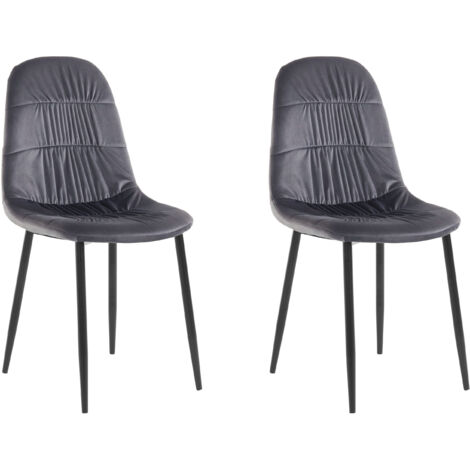 Joel-Ensemble de 2 chaises de salle à manger rembourrées en gris velours (1/5)