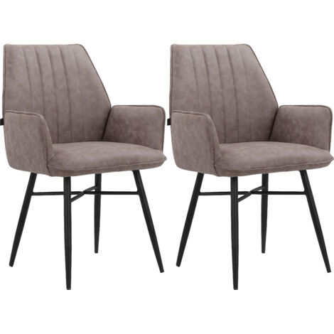 Anzo-Lot de 2 chaises de salle à manger en microfibre gris clair (1/5)
