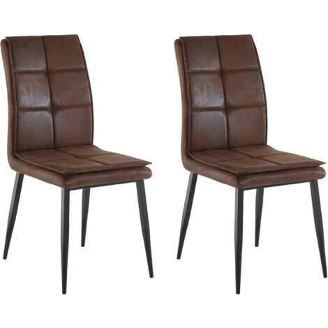 Lima-Chaise en microfibre marron métal paquet de 2 (1/5)
